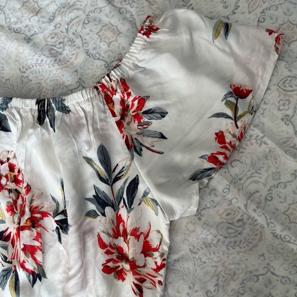 Red and White Ruched Asymmetrical Sundress,jumpsuit - Picture 12 of 14